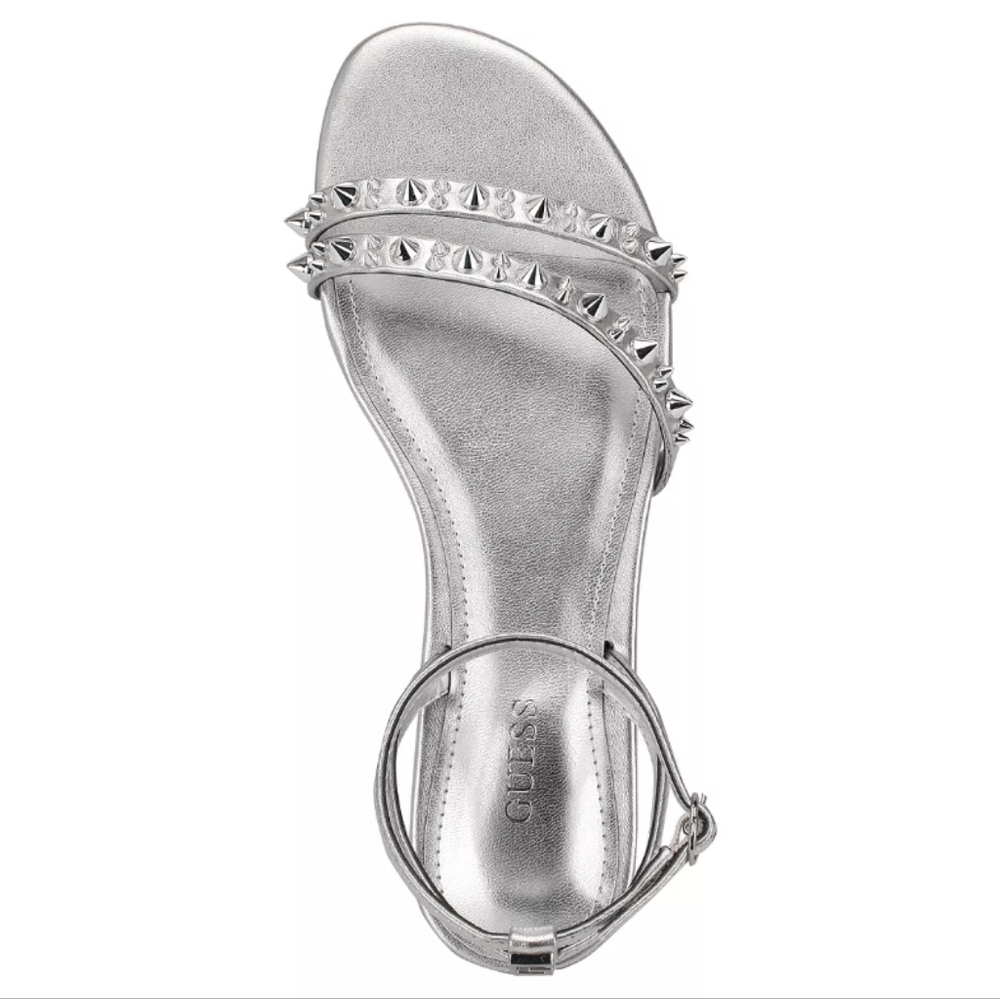 Guess Teagin Studded Strappy Sandals Silver -8 - Picture 4 of 8